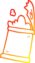 warm gradient line drawing cartoon open can of food