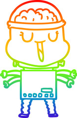 rainbow gradient line drawing happy cartoon robot