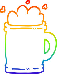 rainbow gradient line drawing cartoon beer tankard