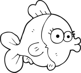 funny black and white cartoon fish