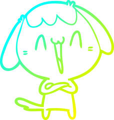 cold gradient line drawing cute cartoon dog