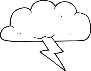 black and white cartoon thundercloud