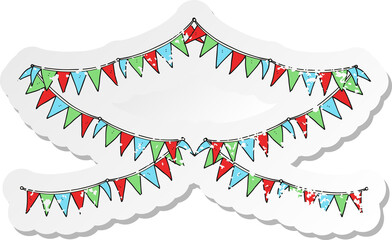 retro distressed sticker of a cartoon bunting flags