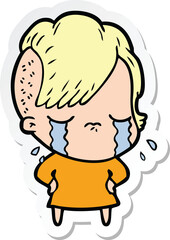 Obraz premium sticker of a cartoon crying girl