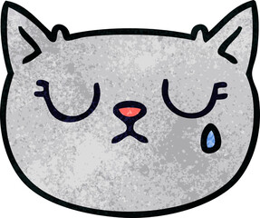 quirky hand drawn cartoon crying cat