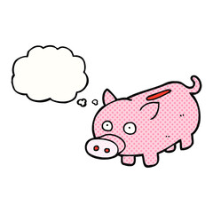 thought bubble cartoon piggy bank
