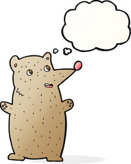 funny cartoon bear with thought bubble