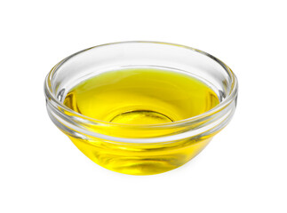 Glass bowl with yellow food coloring isolated on white