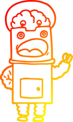 warm gradient line drawing cartoon robot