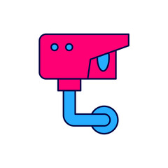 Filled outline Security camera icon isolated on white background. Vector