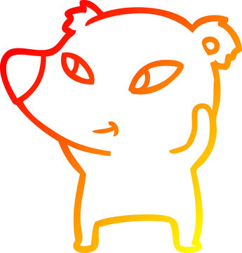 recommend clip art: warm gradient line drawing cute cartoon bear