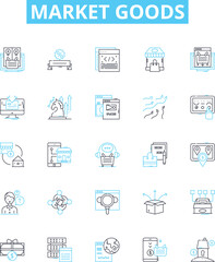 Fototapeta na wymiar market goods vector line icons set. Goods, Market, Products, Supplies, Items, Merchandise, Commodities illustration outline concept symbols and signs