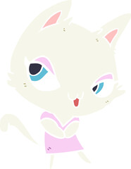 cute flat color style cartoon female cat