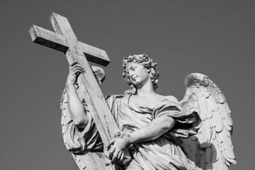 Angel with Cross Statue on Ponte Sant'Angelo in Rome, Italy