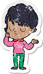 distressed sticker of a cartoon woman