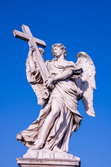 Angel with Cross Statue on Ponte Sant'Angelo in Rome, Italy