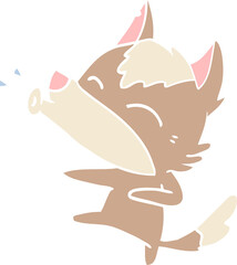 howling wolf flat color style cartoon