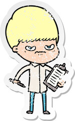 distressed sticker of a cartoon boy