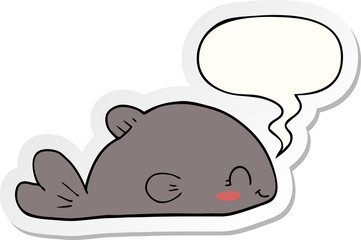 cartoon fish and speech bubble sticker