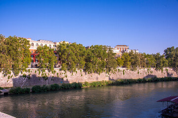View of the river Tiber in Rome, Italy