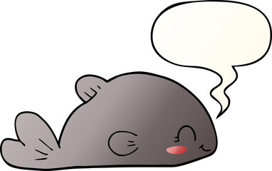 cartoon fish and speech bubble in smooth gradient style