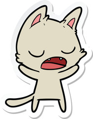 sticker of a talking cat cartoon