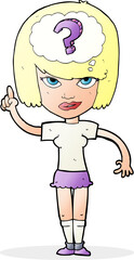 cartoon woman thinking