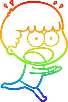 recommend clip art: rainbow gradient line drawing cartoon shocked man