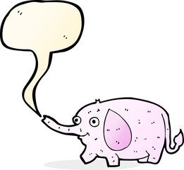 cartoon funny little elephant with speech bubble