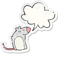 cartoon fat rat and speech bubble distressed sticker
