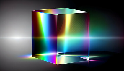 Rainbow light prism effect in dark background