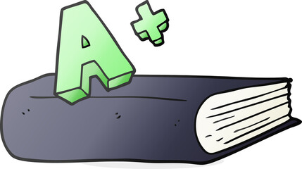 cartoon A grade symbol and book