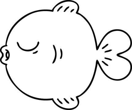 recommend clip art: quirky line drawing cartoon fish