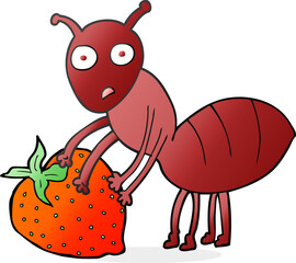 cartoon ant with berry