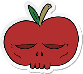 sticker of a cartoon spooky skull apple