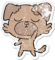 distressed sticker of a cute cartoon dog