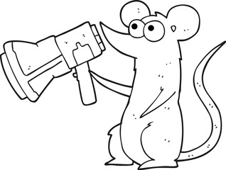 black and white cartoon mouse with megaphone