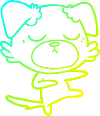 cold gradient line drawing cute cartoon dog