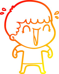warm gradient line drawing laughing cartoon man