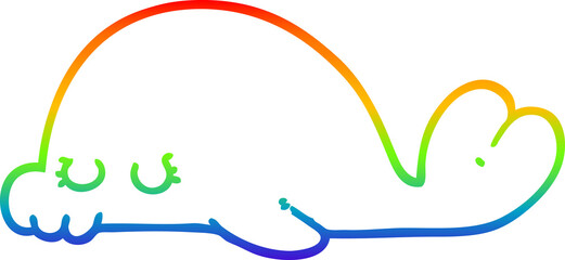 Fototapeta premium rainbow gradient line drawing cartoon seal