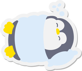 cute christmas penguin sleeping sticker