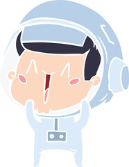 happy flat color style cartoon astronaut