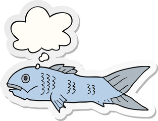cartoon fish and thought bubble as a printed sticker