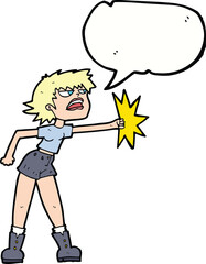 Obraz na płótnie Canvas cartoon woman punching with speech bubble