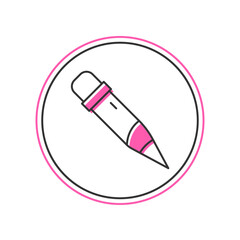 Filled outline Pencil with eraser icon isolated on white background. Drawing and educational tools. School office symbol. Vector