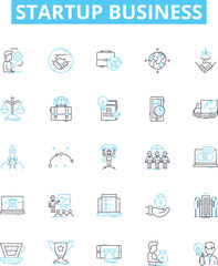 Startup business vector line icons set. Venture, Launch, Incubate, Fund, Innovate, Entrepreneur, Invest illustration outline concept symbols and signs