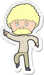 sticker of a cartoon seventies style man disco dancing