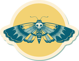 tattoo style sticker of a deaths head moth