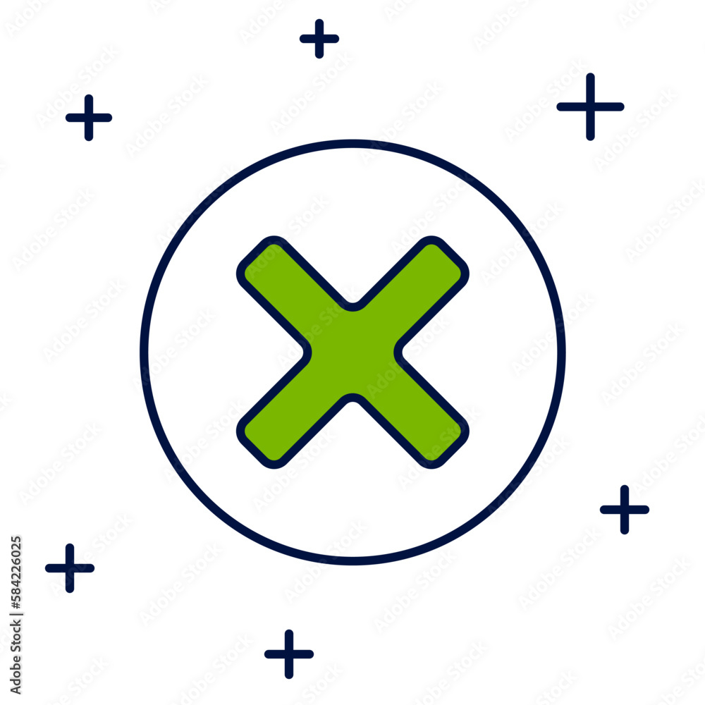 Poster filled outline x mark, cross in circle icon isolated on white background. check cross mark icon. vec