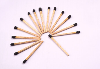 Close-up of a red match isolated on a white background. with clipping path